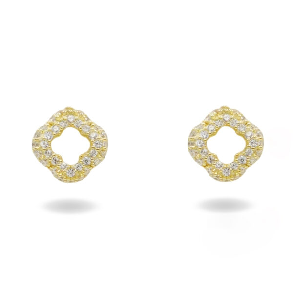 Orecchini Argento quadrati con zirconi – Dorato