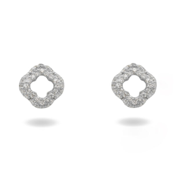 Orecchini Argento quadrati con zirconi – Rodiato