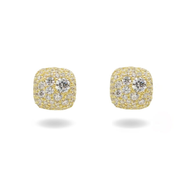 Orecchini Argento quadrati con zirconi – Dorato