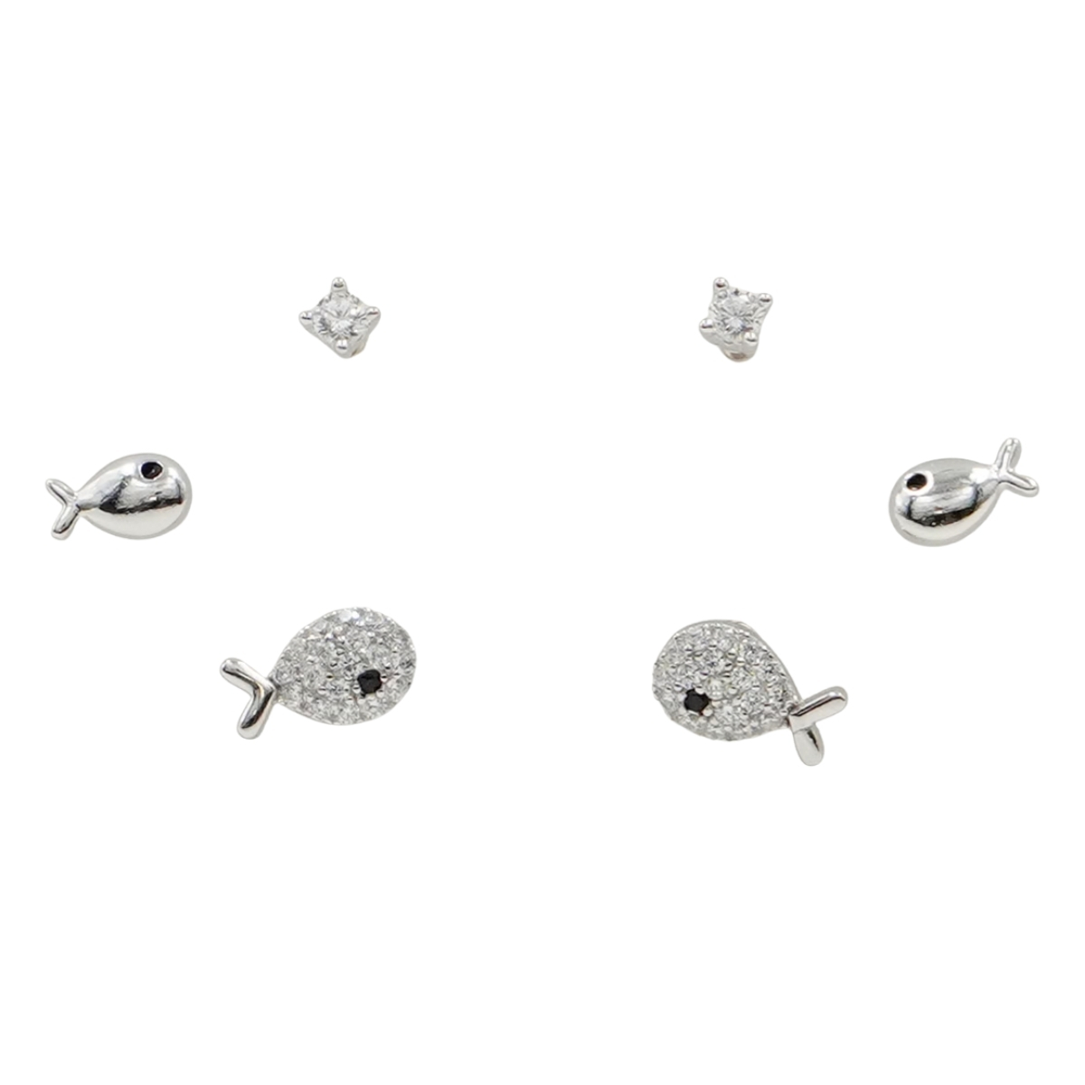 Set Orecchini Argento pesciolini con zirconi – Rodiato