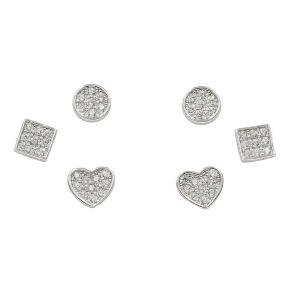 Set Orecchini Argento forme con zirconi – Rodiato