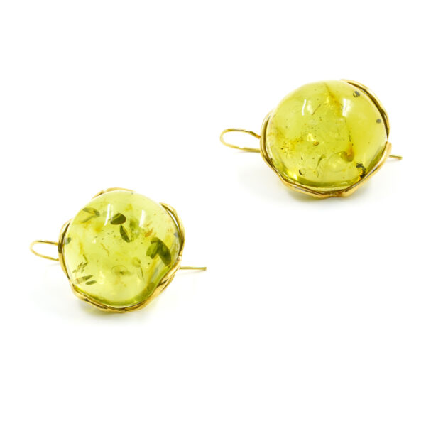 Orecchini Argento con Ambra Verde – Dorato