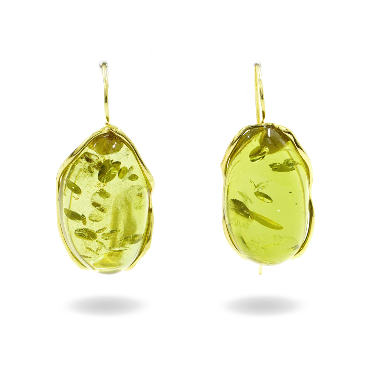 Orecchini Argento con Ambra Verde – Dorato - immagine 2