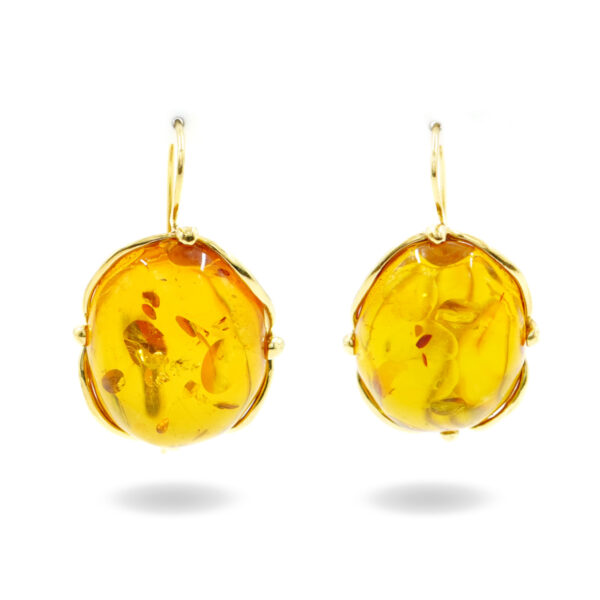 Orecchini Argento con Ambra Cognac – Dorato