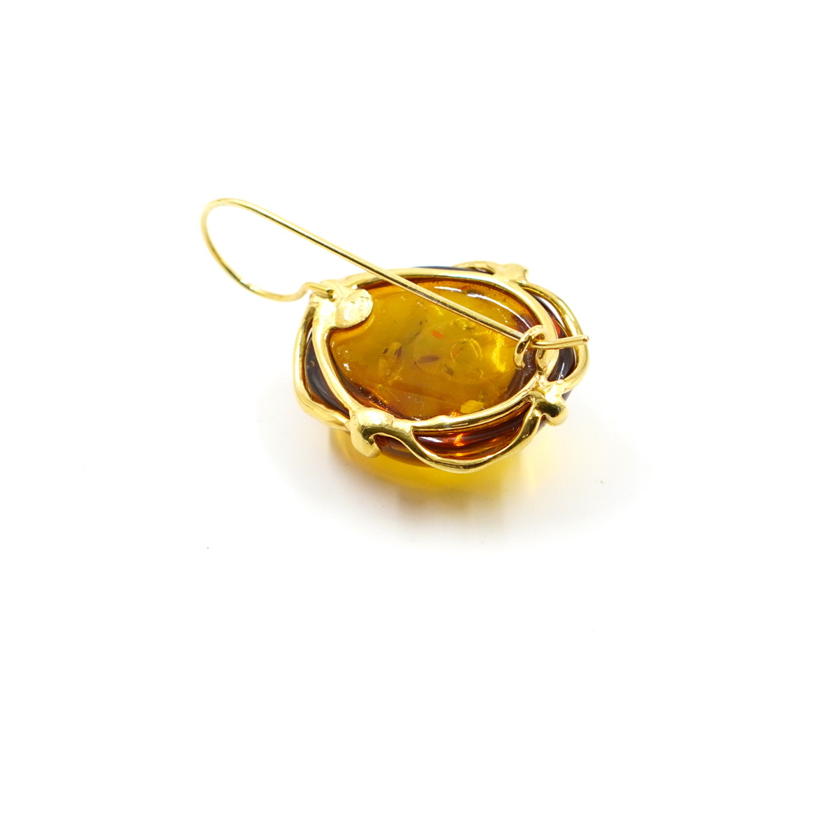 Orecchini Argento con Ambra Cognac – Dorato - immagine 3