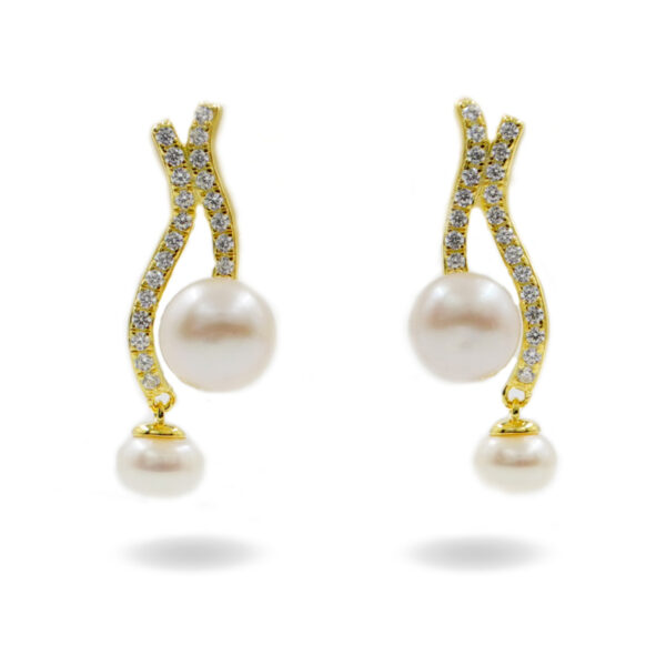 Orecchini Argento con perle e zirconi – Dorato