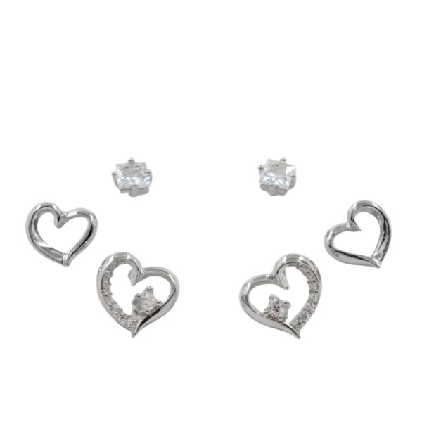 Set Orecchini Argento cuori con zirconi – Rodiato