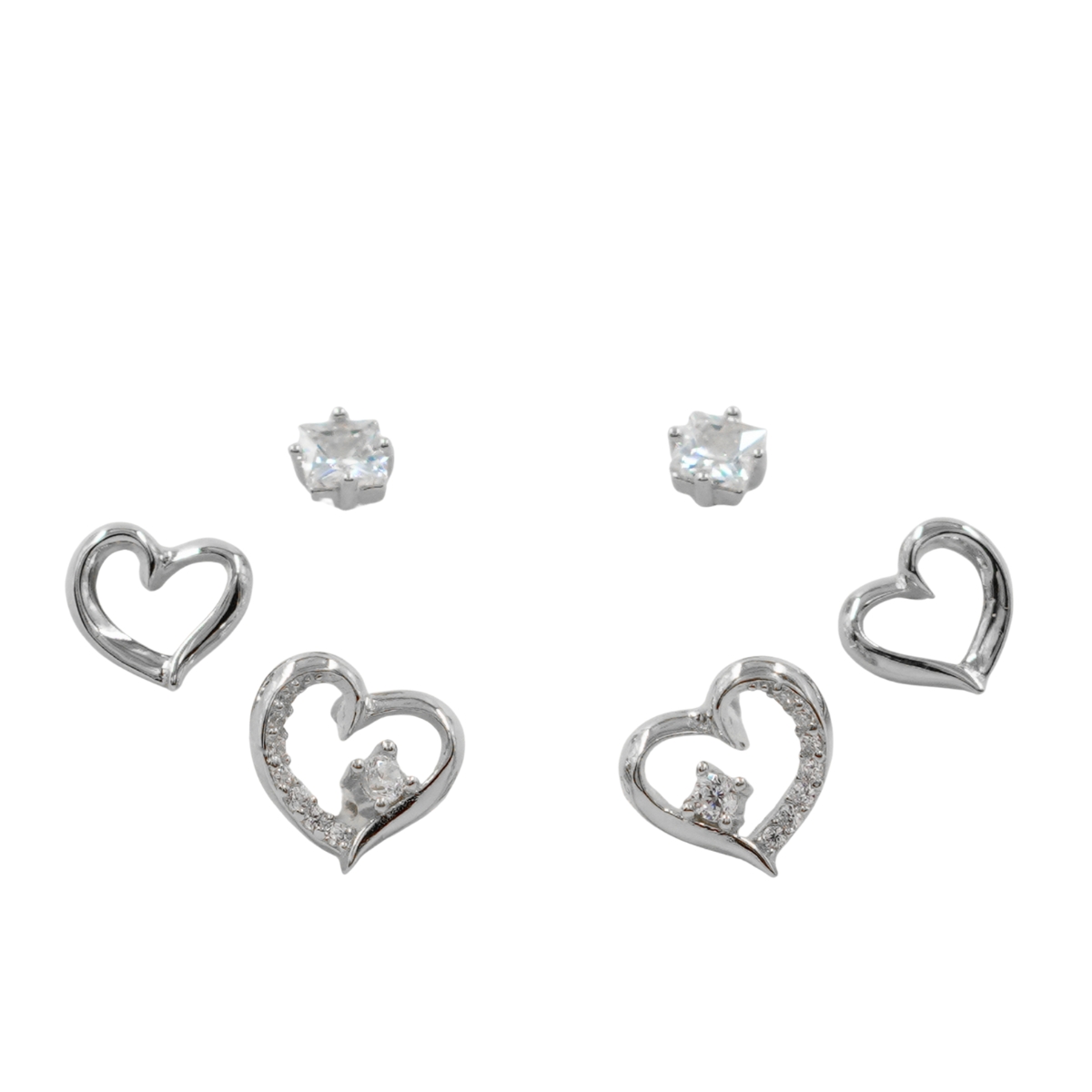 Set Orecchini Argento cuori con zirconi – Rodiato