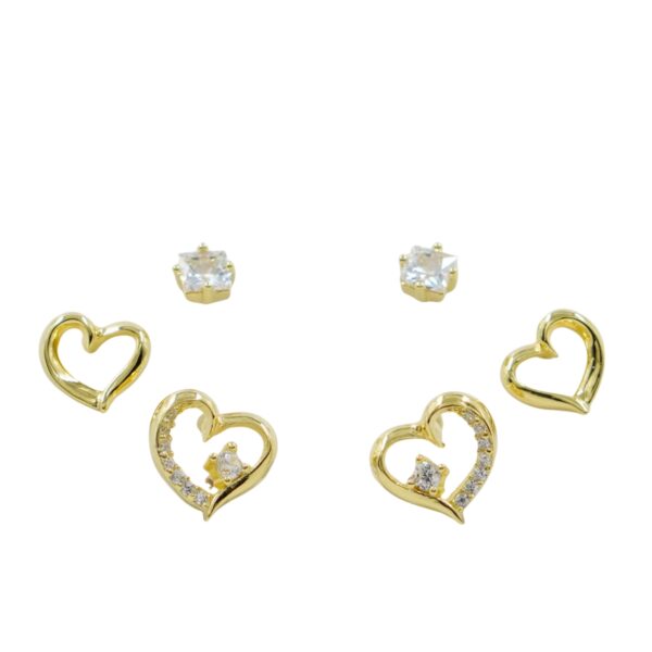Set Orecchini Argento cuori con zirconi – Dorato