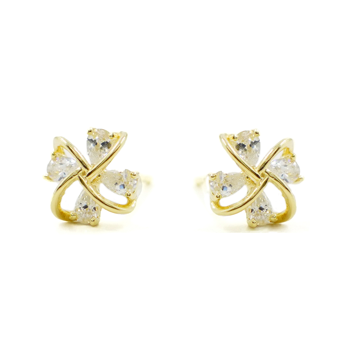 Orecchini Argento fiocco con zirconi – Dorato