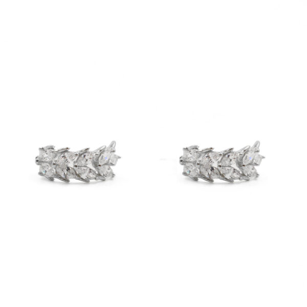 Orecchini Argento arco con zirconi – Rodiato