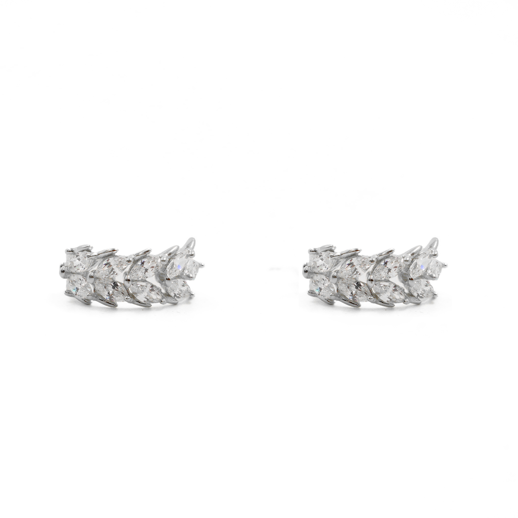 Orecchini Argento arco con zirconi – Rodiato
