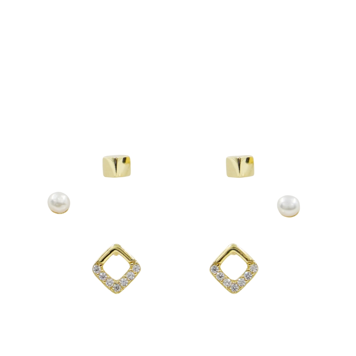 Set Orecchini Argento Zirconi e Perle – Dorato