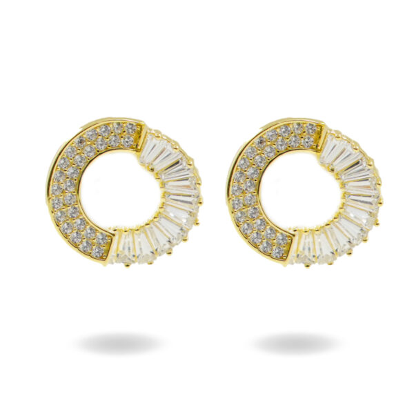 Orecchini Argento cerchio con zirconi – Dorato