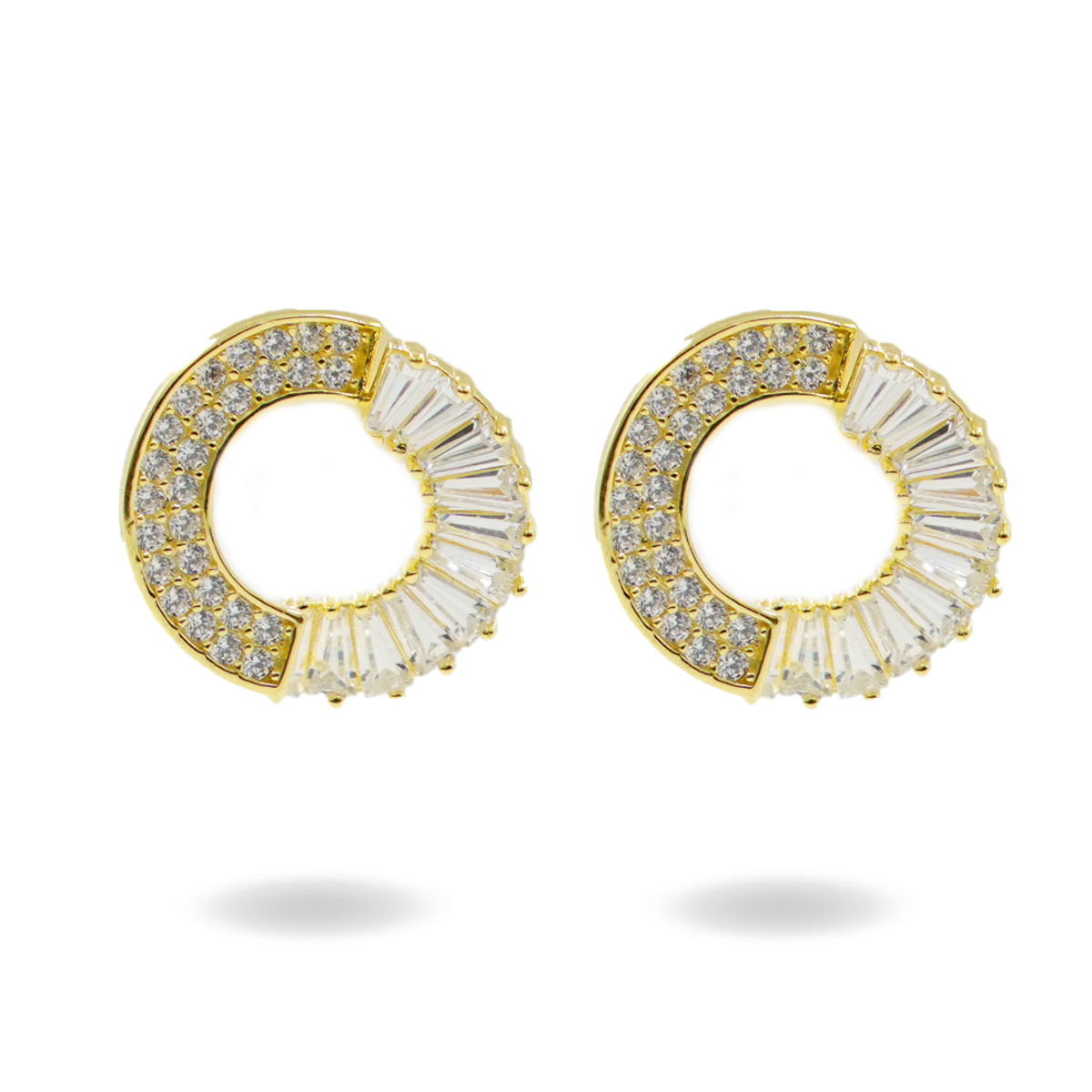 Orecchini Argento cerchio con zirconi – Dorato