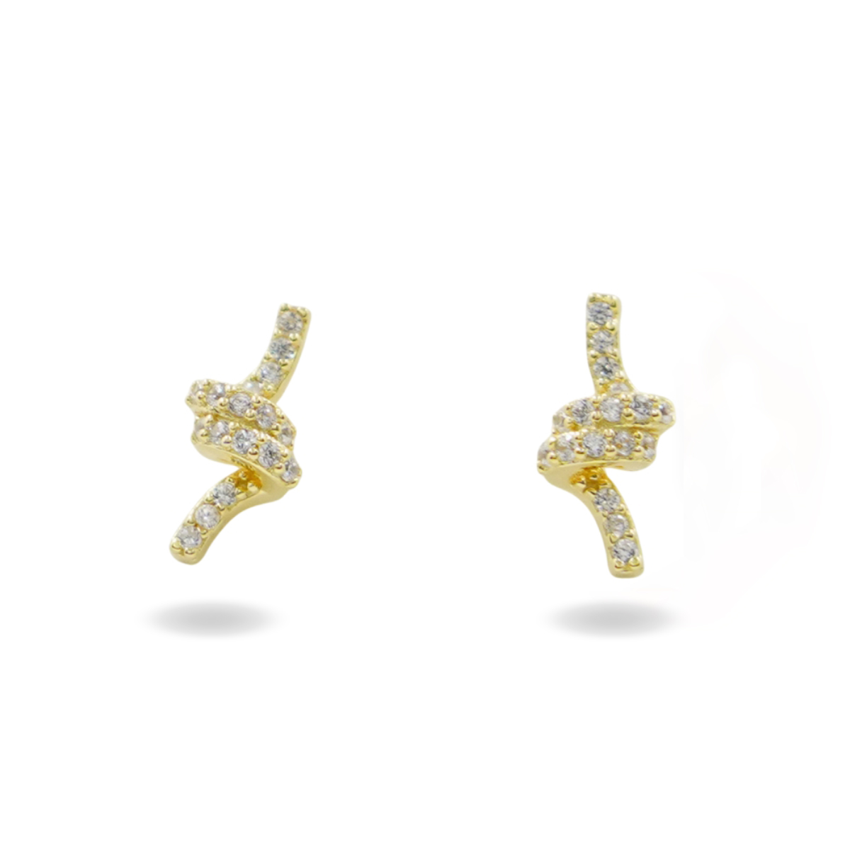 Orecchini Argento nodo con zirconi – Dorato
