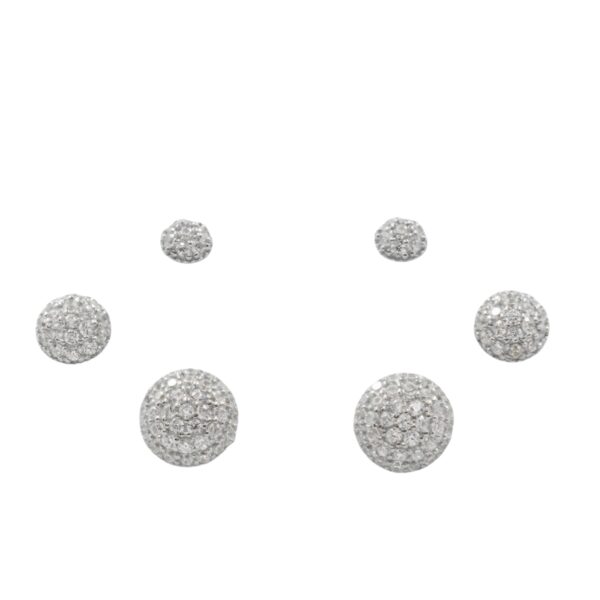 Set Orecchini Argento bottone con zirconi – Rodiato