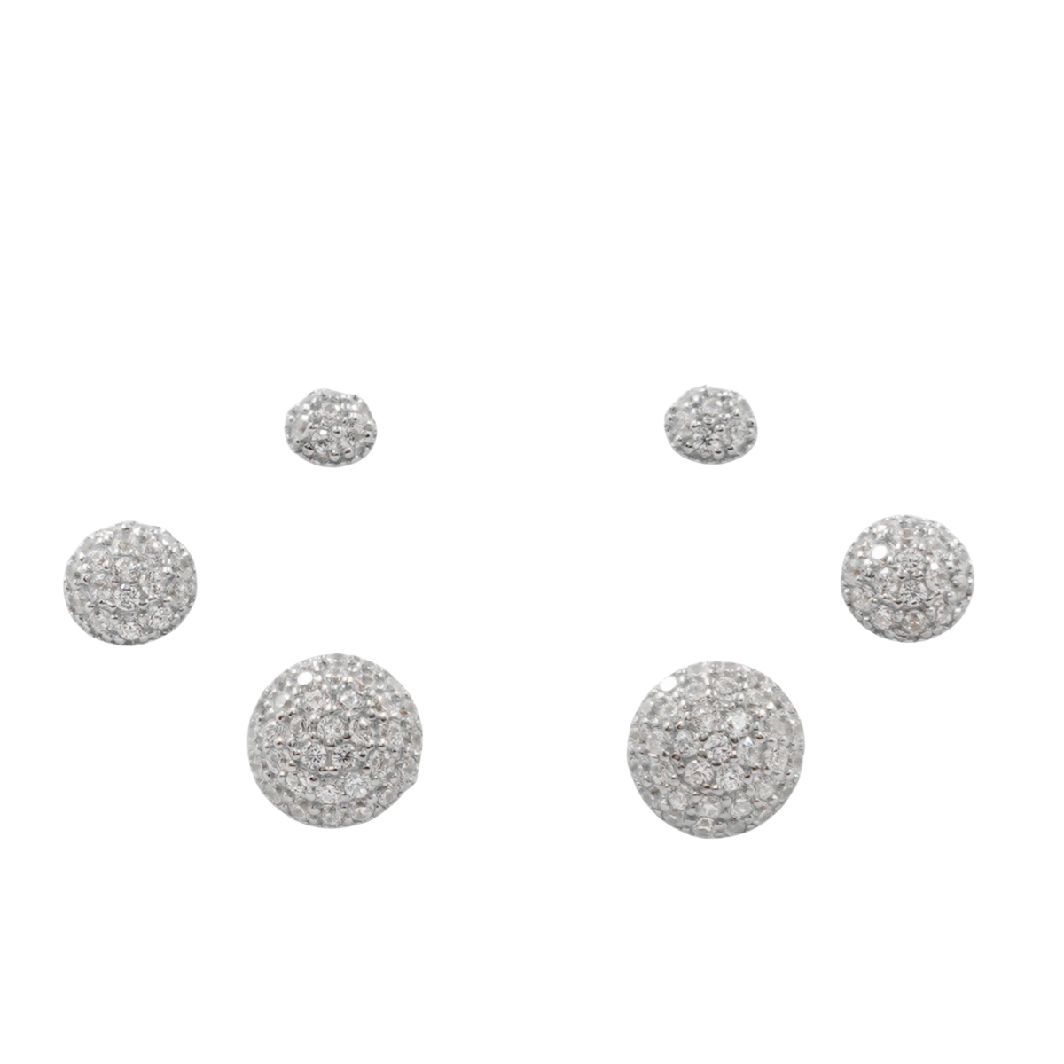 Set Orecchini Argento bottone con zirconi – Rodiato