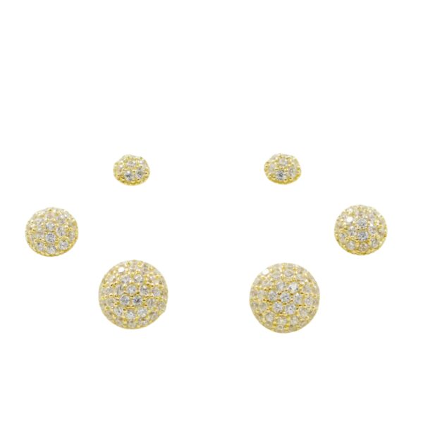 Set Orecchini Argento bottone con zirconi – Dorato