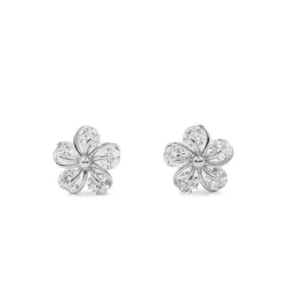 Orecchini Argento fiore con zirconi – Rodiato
