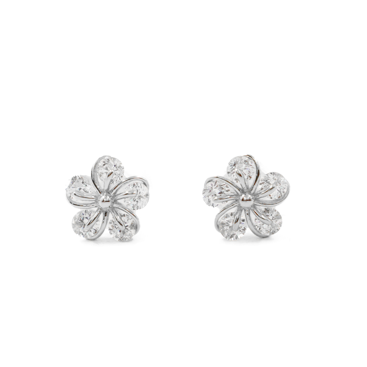 Orecchini Argento fiore con zirconi – Rodiato