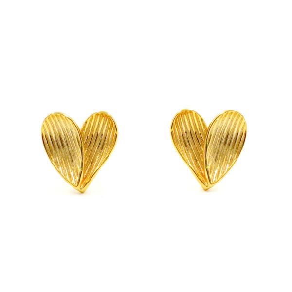 Orecchini Argento cuore rigato – Dorato
