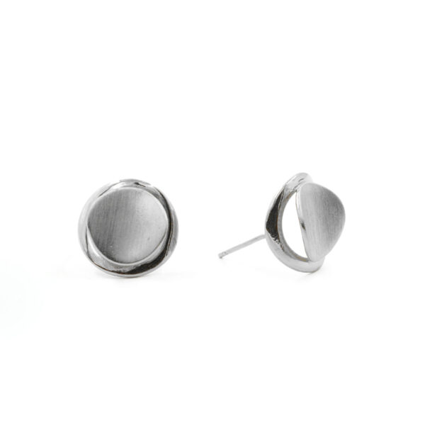Orecchini Argento bottone – Rodiato