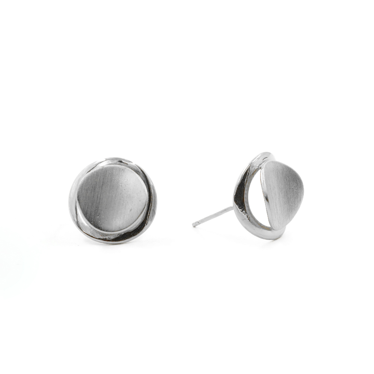Orecchini Argento bottone – Rodiato