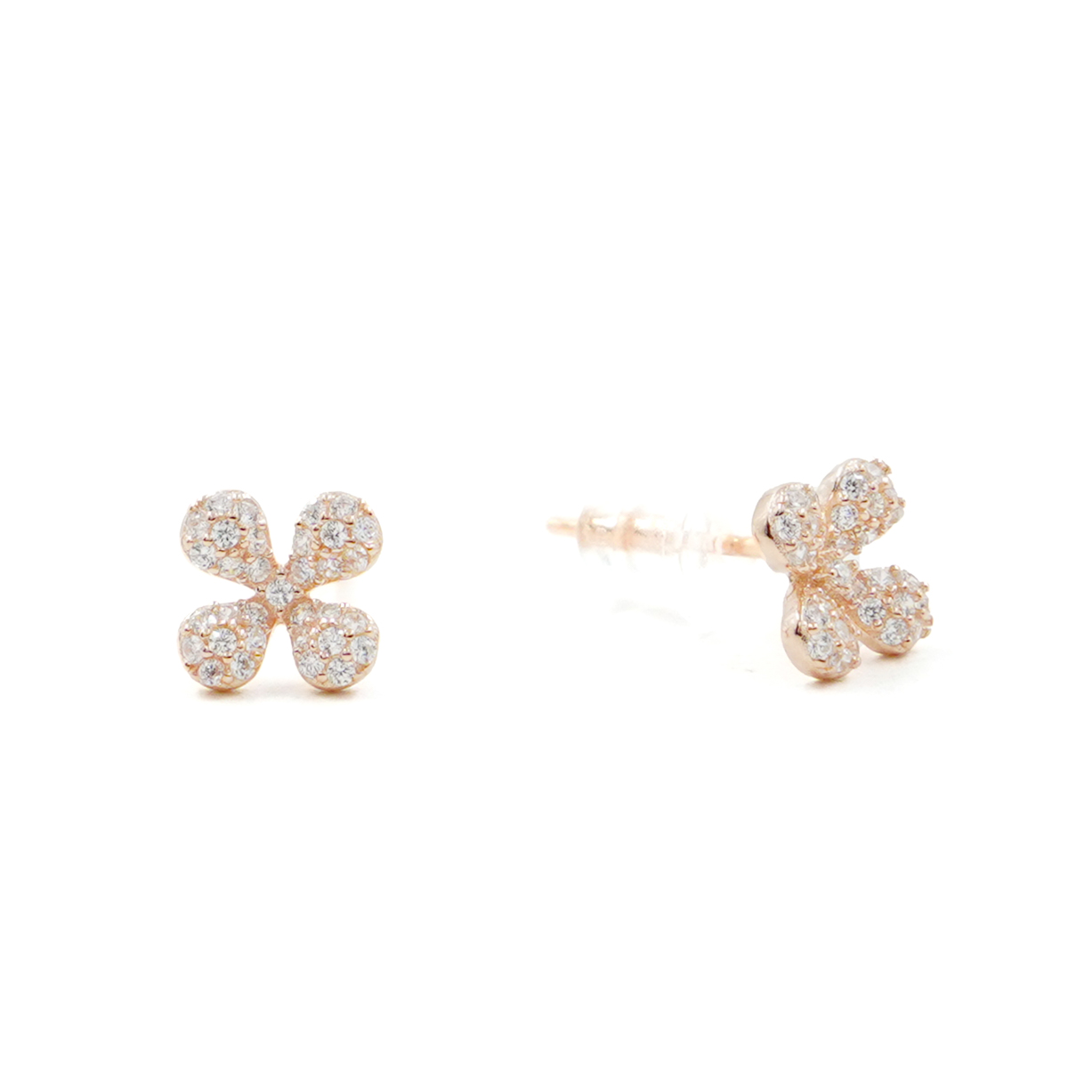 Orecchini Argento fiore con zirconi – Rosè