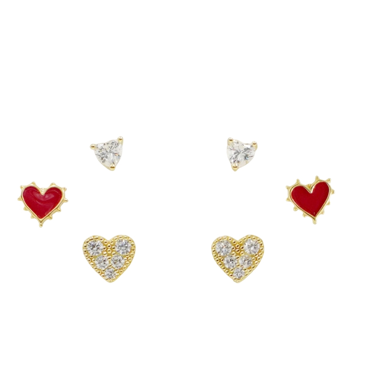 Set Orecchini Argento cuori con zirconi – Dorato