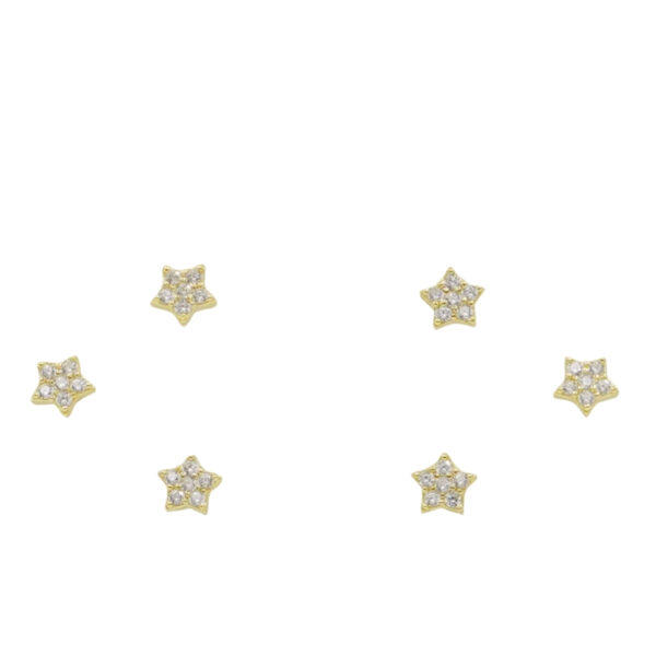 Set Orecchini Argento stelle con zirconi – Dorato