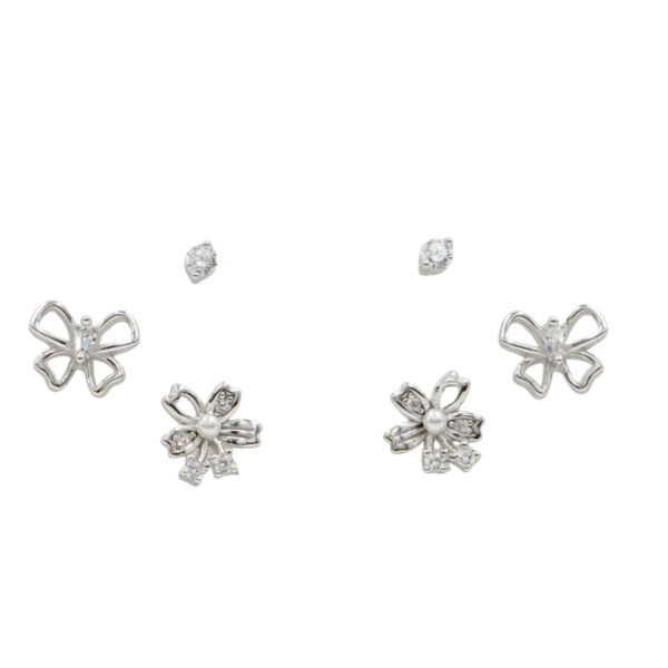 Set Orecchini Argento fiocchi con zirconi – Rodiato