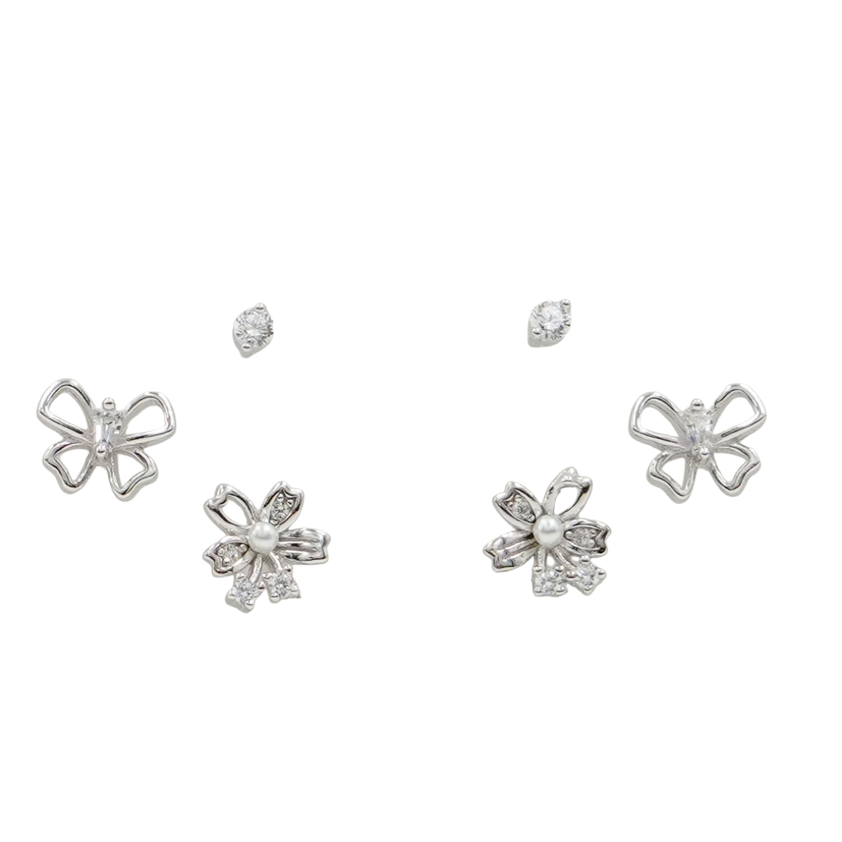 Set Orecchini Argento fiocchi con zirconi – Rodiato