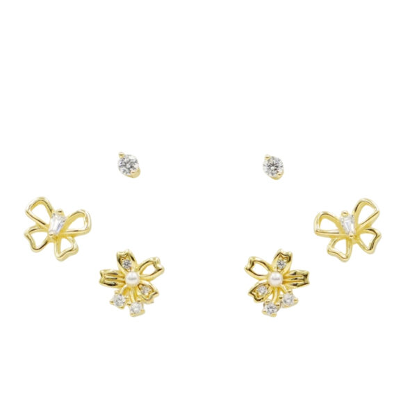 Set Orecchini Argento fiocchi con zirconi – Dorato