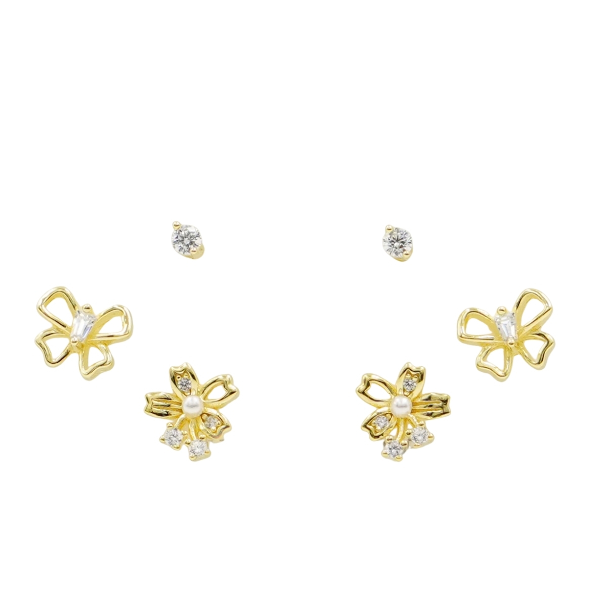 Set Orecchini Argento fiocchi con zirconi – Dorato