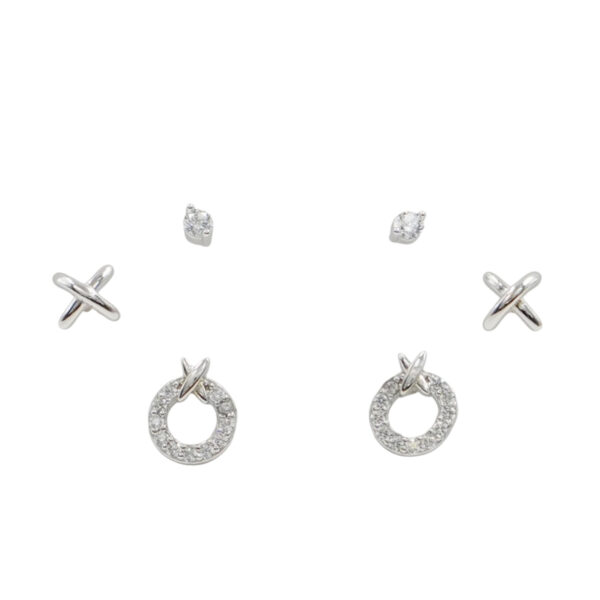 Set Orecchini Argento cerchio con zirconi – Rodiato