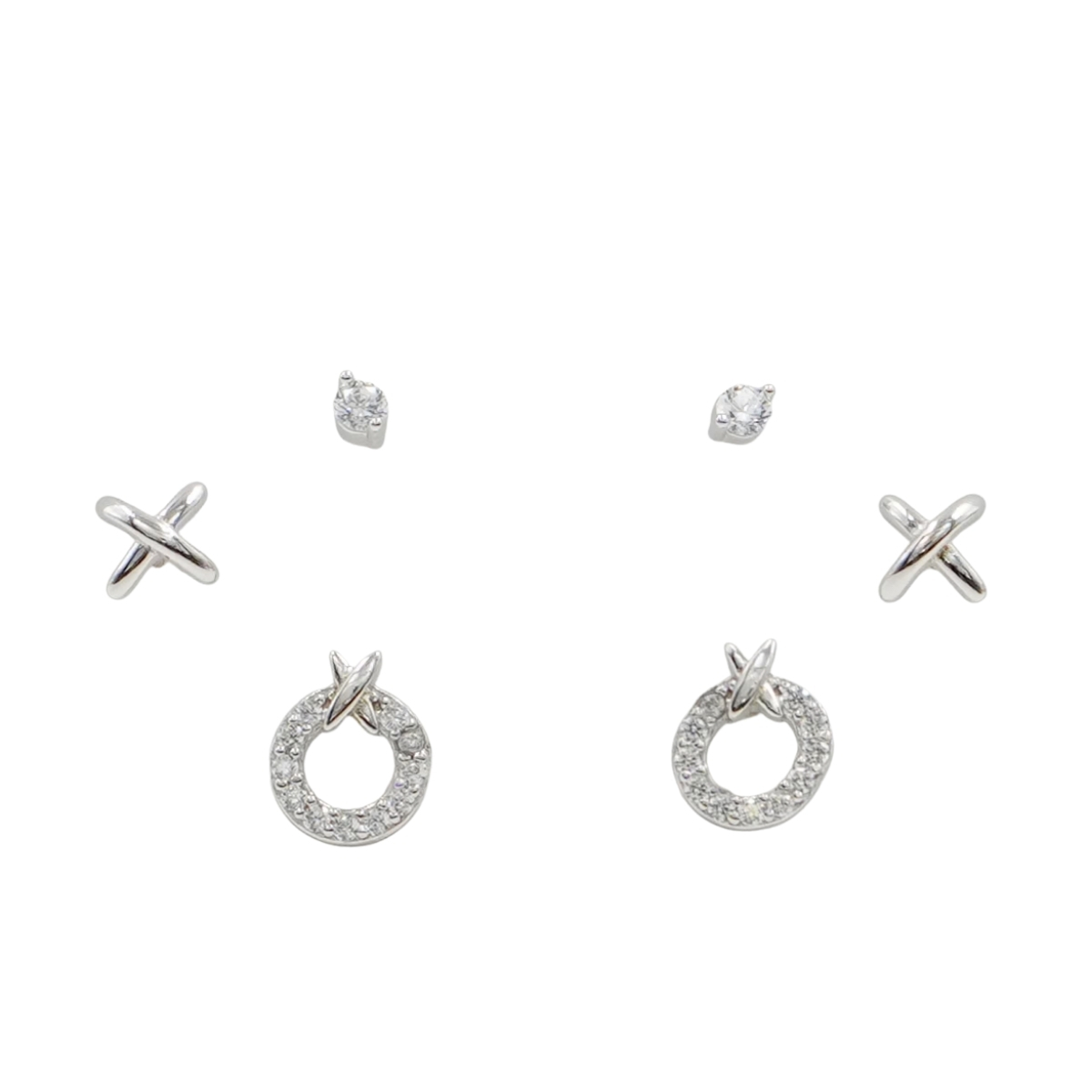 Set Orecchini Argento cerchio con zirconi – Rodiato