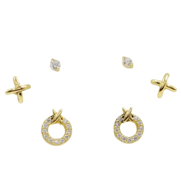 Set Orecchini Argento cerchio con zirconi – Dorato