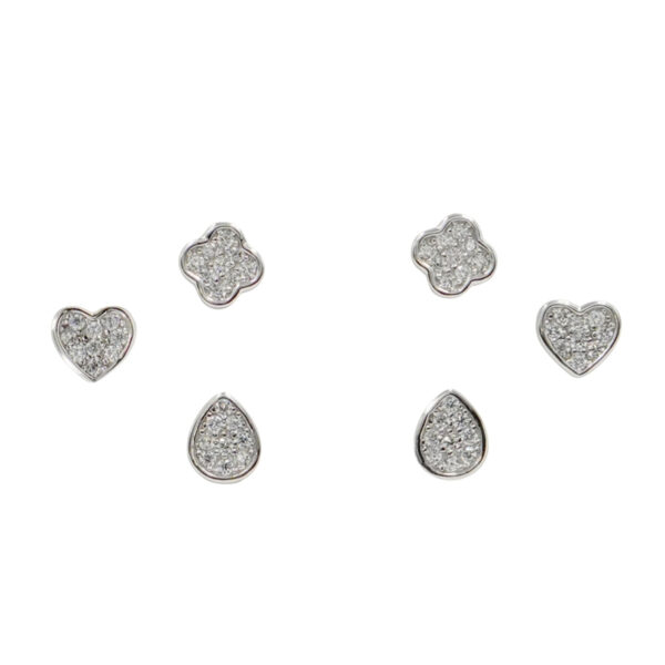 Set Orecchini Argento cuore, goccia con zirconi – Rodiato