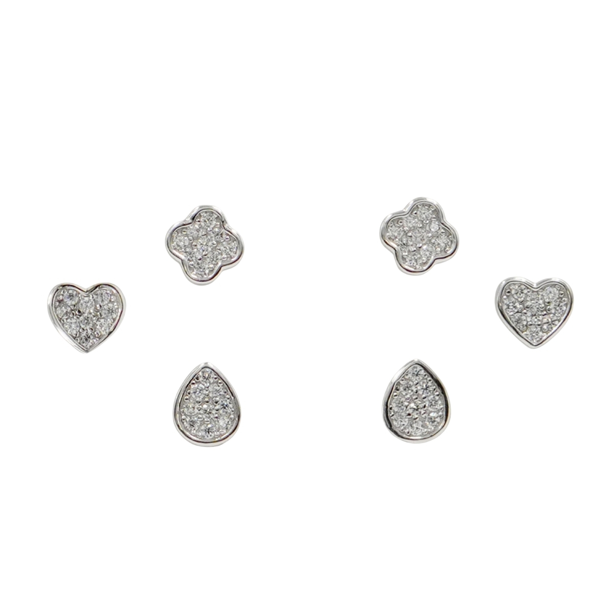 Set Orecchini Argento cuore, goccia con zirconi – Rodiato