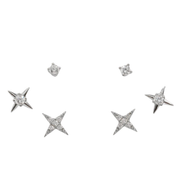 Set Orecchini Argento stelle con zirconi – Rodiato