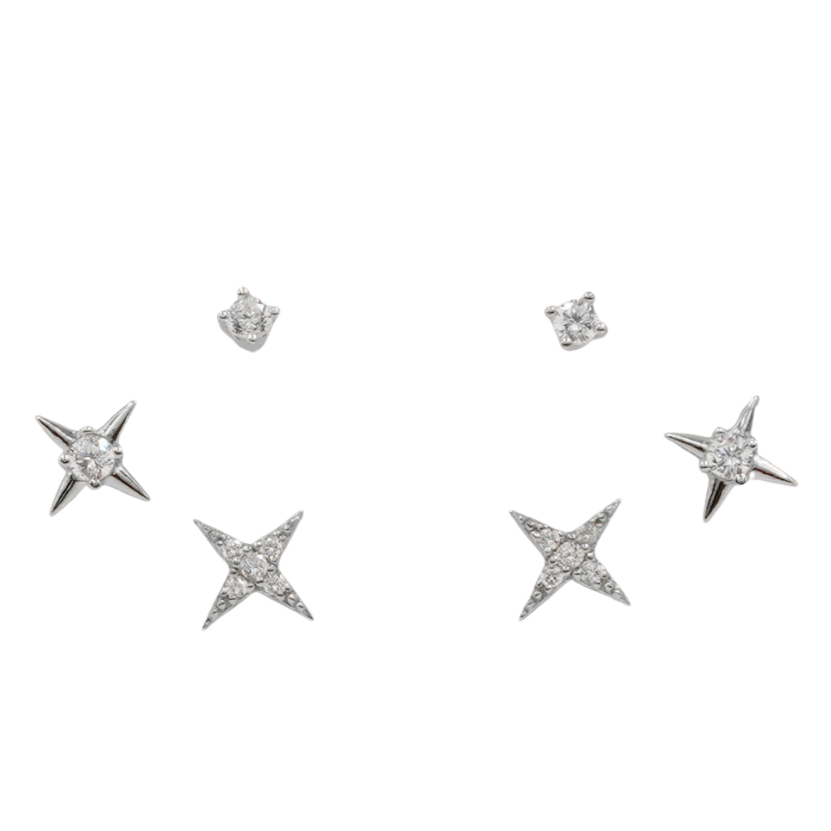 Set Orecchini Argento stelle con zirconi – Rodiato
