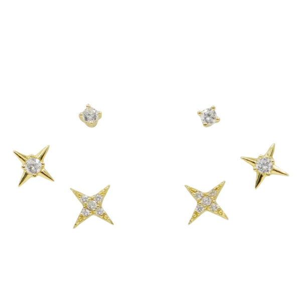 Set Orecchini Argento stelle con zirconi – Dorato