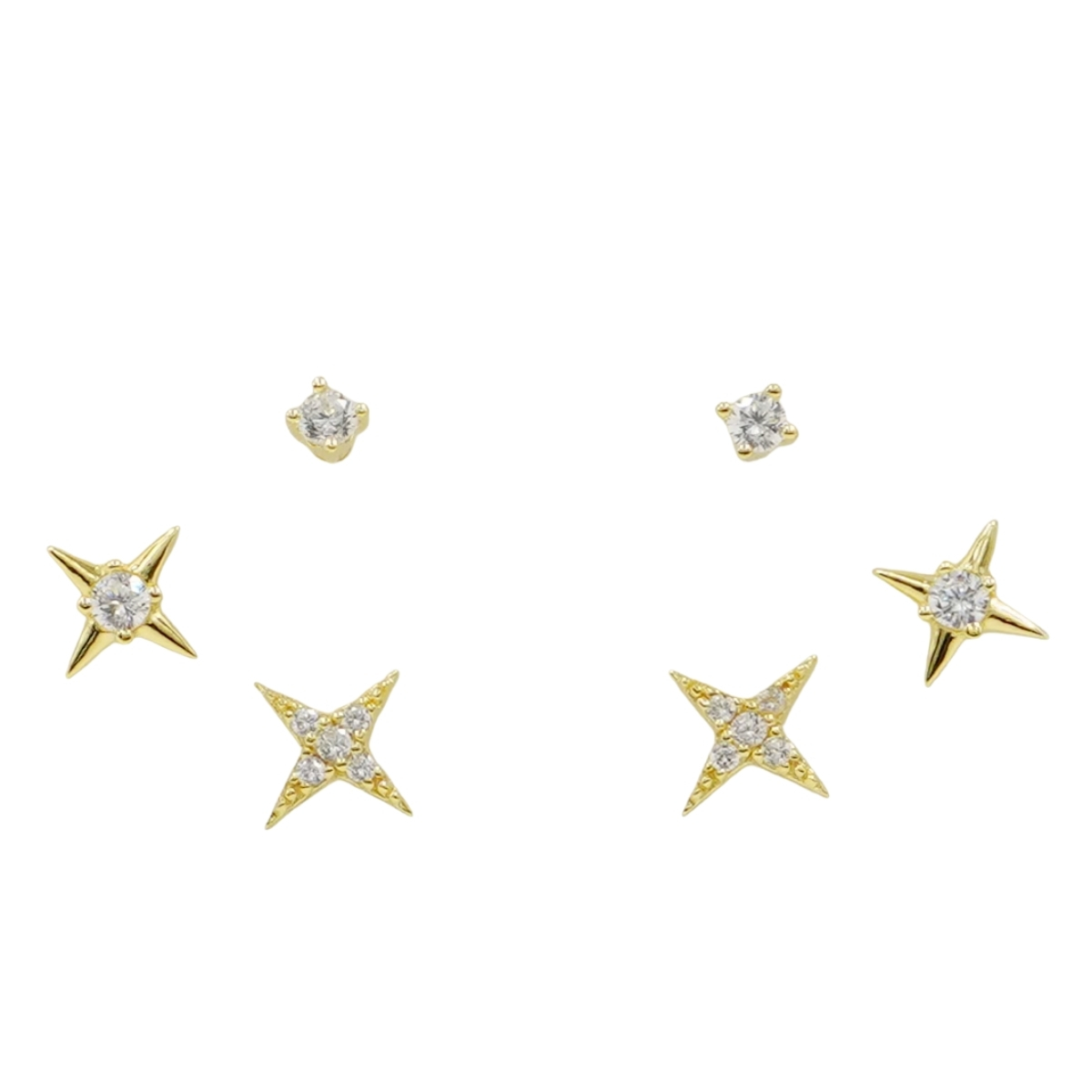 Set Orecchini Argento stelle con zirconi – Dorato