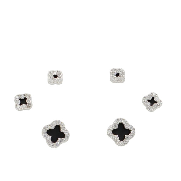 Set Orecchini Argento fiore con zirconi – Rodiato