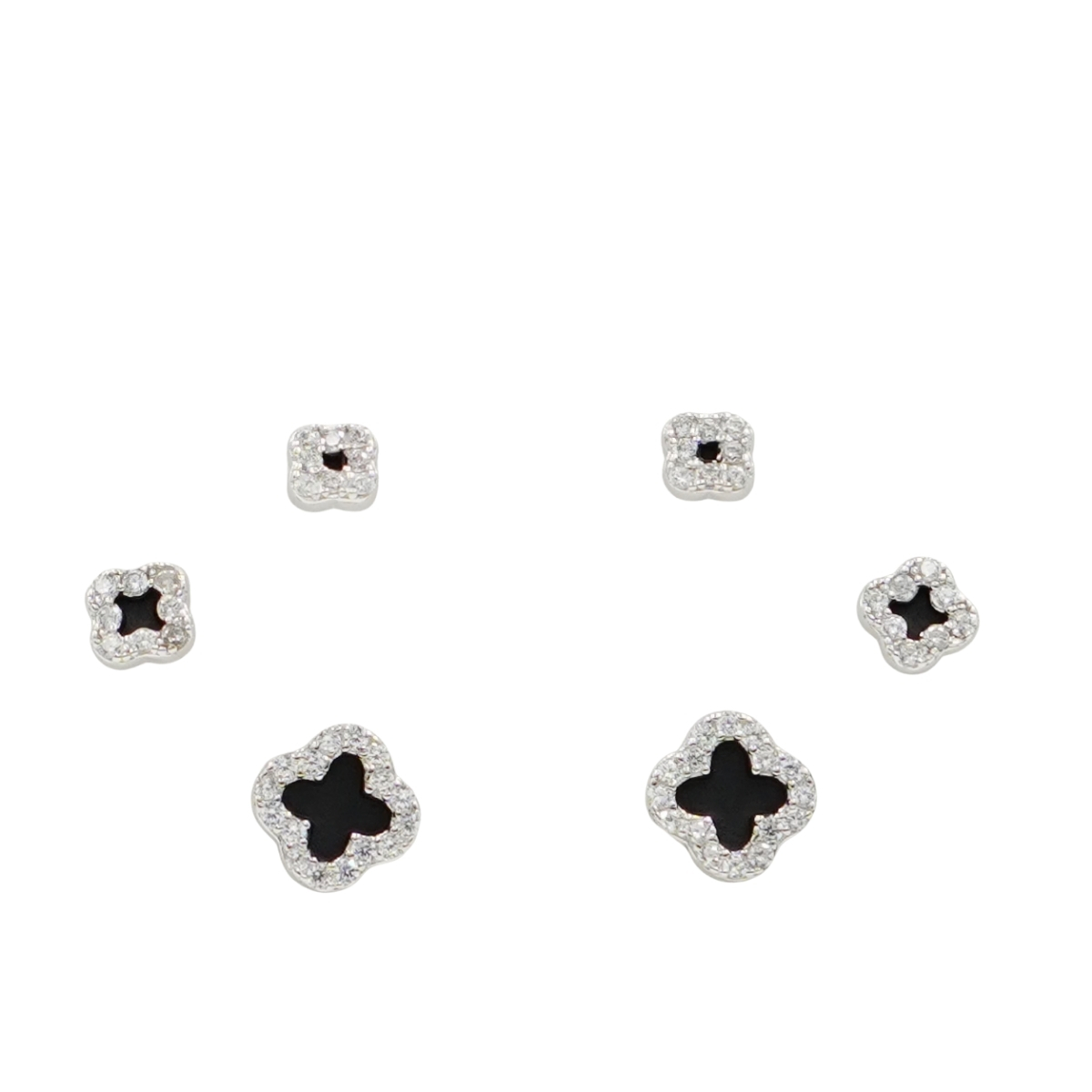 Set Orecchini Argento fiore con zirconi – Rodiato
