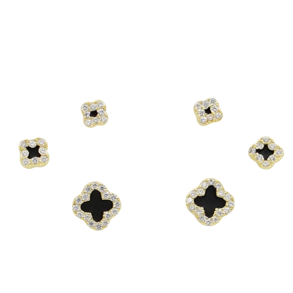 Set Orecchini Argento fiore con zirconi – Dorato