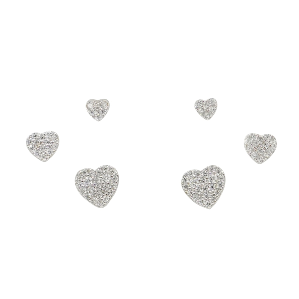 Set Orecchini Argento cuore con zirconi – Rodiato