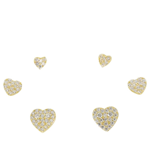 Set Orecchini Argento cuore con zirconi – Dorato