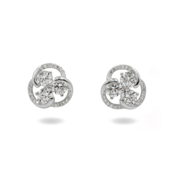 Orecchini Argento spirale con zirconi – Rodiato